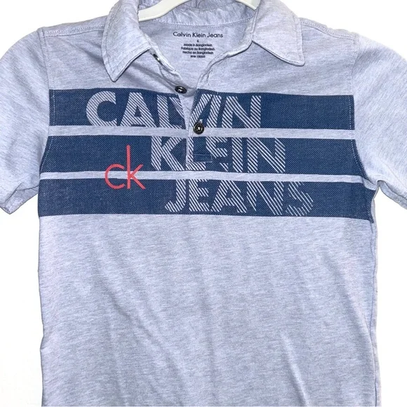 Calvin Klein Jeans Light Gray and Dark Blue Shirt - Picture 2 of 4